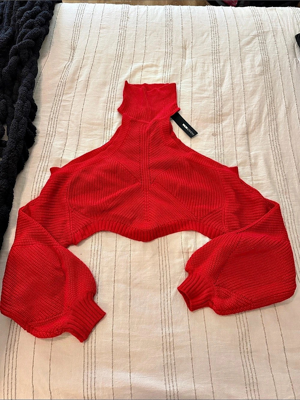 Red Cropped Turtleneck knit Sweater NWT open shoulder fashion nova